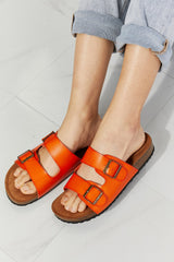 MMShoes Feeling Alive Double Banded Slide Sandals in Orange Ins Street
