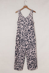 Leopard Sleeveless Wide Leg Jumpsuit Ins Street
