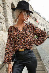 Leopard Lantern Sleeve Blouse Ins Street