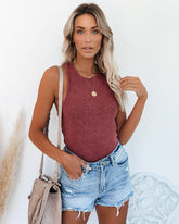 PREORDER - Cactus Washed Cotton Racerback Tank - Merlot Ins Street