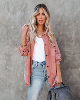 Carrara Cotton Blend Pocketed Shacket - Dry Rose Ins Street