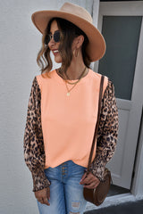 Leopard Puff Sleeve Spliced Top Ins Street