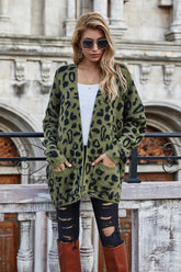 Leopard Longline Cardigan with Pockets Ins Street