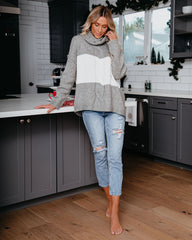 Cedar Turtleneck Colorblock Sweater - Heather Grey Ins Street