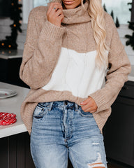 Cedar Turtleneck Colorblock Sweater - Oatmeal Ins Street