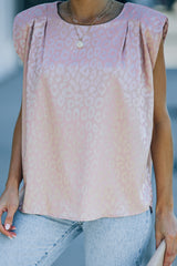 Leopard Capped Sleeve Pleated Top Ins Street