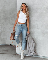 Ciara Seamless Crop Top - White BY T-001