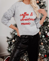 Coffee & Christmas Music Cotton Blend Sweatshirt - FINAL SALE LULU-001