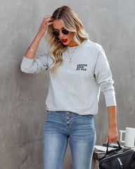 Coffee With My Pup Cotton Blend Pullover - FINAL SALE LULU-001