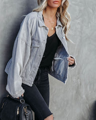 Condola Cotton Pocketed Corduroy Jacket - Grey - FINAL SALE POL-001