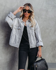 Condola Cotton Pocketed Corduroy Jacket - Grey - FINAL SALE POL-001