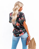 Controlled Chaos Short Sleeve Floral Blouse - Black LOVE-003