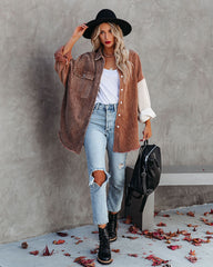 Birch Cotton Corduroy Colorblock Shacket - Mocha InsStreet