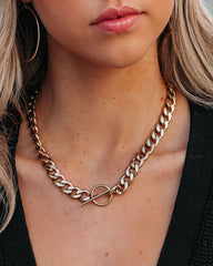 Curb Chain Toggle Necklace - Gold ACCE-001
