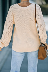 Openwork Round Neck Raglan Sleeve Sweater Ins Street