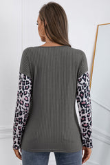 Leopard Patch Color Block Ribbed Top Ins Street