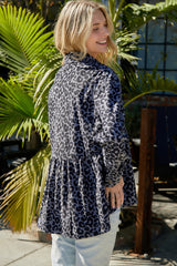 Leopard Corduroy Peplum Shacket Ins Street