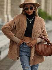Open Front Teddy Hooded Jacket Ins Street