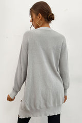 Drop Shoulder Button Down Longline Cardigan Ins Street