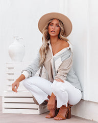 Dareen Cotton Blend Colorblock Shacket - Beige Grey - FINAL SALE CHRY-001