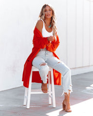 Dayson Pocketed Knit Cardigan - Flame Orange - FINAL SALE DEE-001