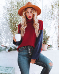 Deena Colorblock Turtleneck Knit Sweater - Brick Navy - FINAL SALE FLAT-001