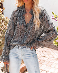 Deity Printed Button Down Blouse - FINAL SALE DRES-001