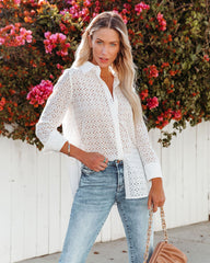 Dolores Cotton Eyelet Button Down Top - White Ins Street