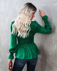 Down To Business Smocked Blouse - Emerald Ins Street