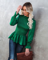 Down To Business Smocked Blouse - Emerald Ins Street