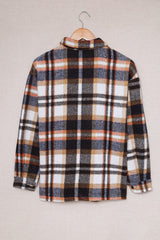 Plaid Button Front Shirt Jacket with Breast Pockets Ins Street