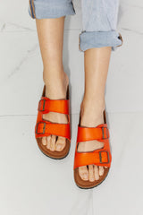 MMShoes Feeling Alive Double Banded Slide Sandals in Orange Ins Street