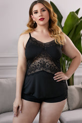 Lace Insert Plus Size Pajamas Set Ins Street