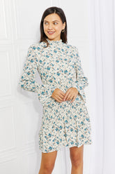 Petal Dew Meadowscape Floral Smocked Mock Neck Mini Dress Ins Street