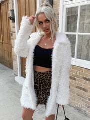 Open Front Fuzzy Coat with Pockets Ins Street