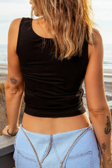 Drawstring Hem Ribbed Cropped Tank Ins Street