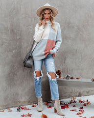 Esme Colorblock Turtleneck Sweater - Light Grey - FINAL SALE Ins Street