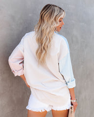 Eureka Cotton Blend Colorblock Button Down Shirt Ins Street