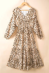 Leopard Smocked Waist Tiered Dress Ins Street