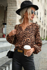 Leopard Lantern Sleeve Blouse Ins Street