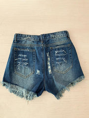 Fringed Star Stripe Print Casual Denim Shorts Ins Street