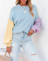 Generosity Cotton Colorblock Sweater - Blue Multi Ins Street