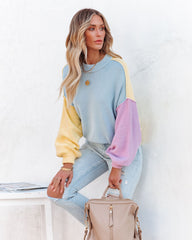 Generosity Cotton Colorblock Sweater - Blue Multi Ins Street