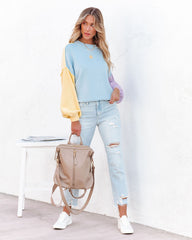 Generosity Cotton Colorblock Sweater - Blue Multi Ins Street