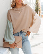 Generosity Cotton Colorblock Sweater - Khaki Multi Ins Street