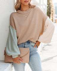 Generosity Cotton Colorblock Sweater - Khaki Multi Ins Street