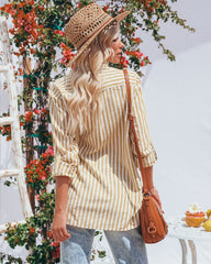 Greenport Cotton Blend Striped Button Down Top - Dijon Ins Street