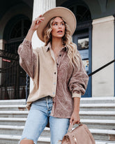 Gus Cotton Colorblock Corduroy Shacket - Chocolate Beige Ins Street