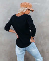 Gwen Cotton + Modal Thermal Henley Top - Black Ins Street
