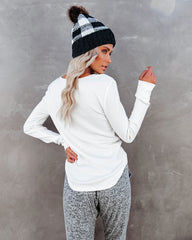 Gwen Cotton + Modal Thermal Henley Top - Off White Ins Street